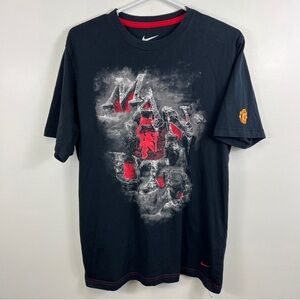 MAN UTD NIKE Tee TShirt Manchester United Soccer Football FIFA Red Black Lrg